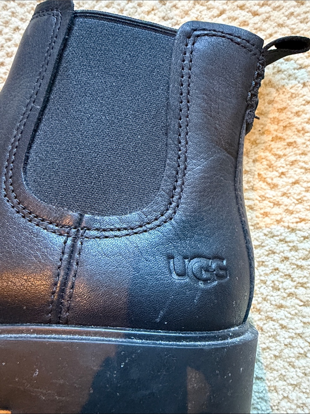 UGG Men's Black Leather Chukka Boot with Elastic Side Panel